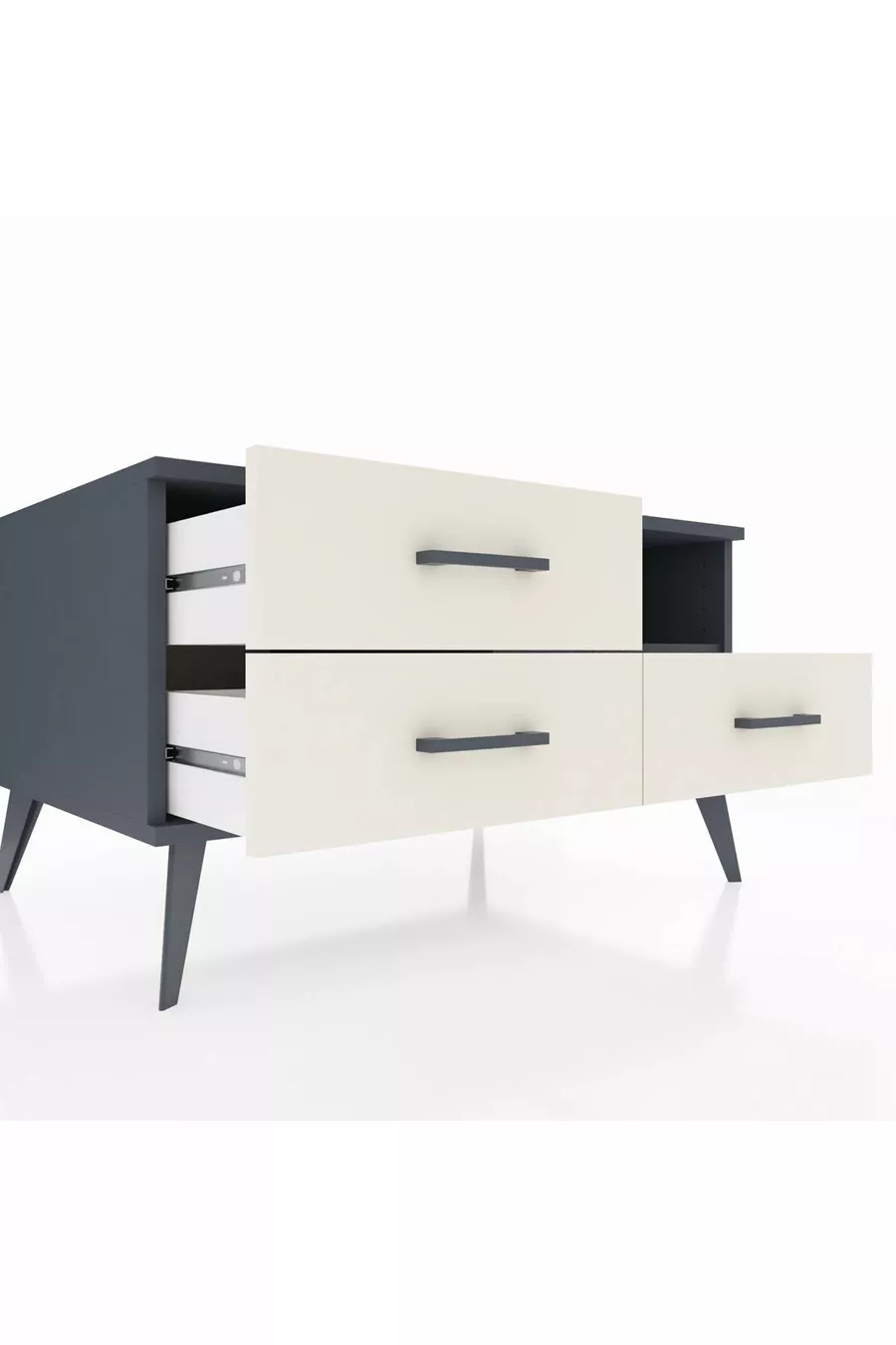Commode Kronos à une étagère et 3 tiroirs Anthracite-Anthracite/Pierre de Lune