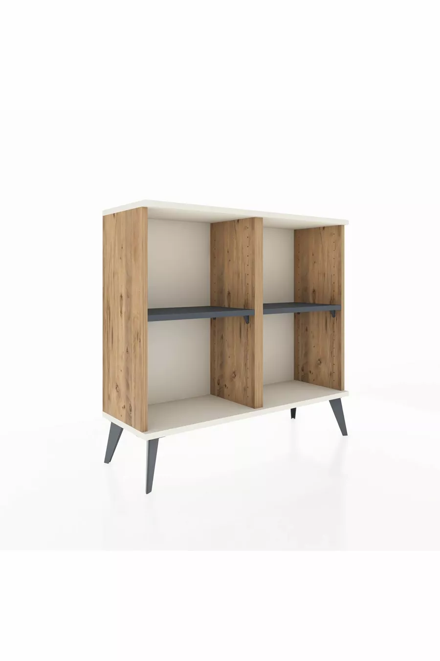 Commode Arges à 2 étagères Pin-Silex/Anthracite