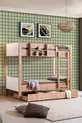 Bunk Bed, Asia Detachable Bunk Bed with Trundle, Walnut - White + 2 Comfort Mattresses