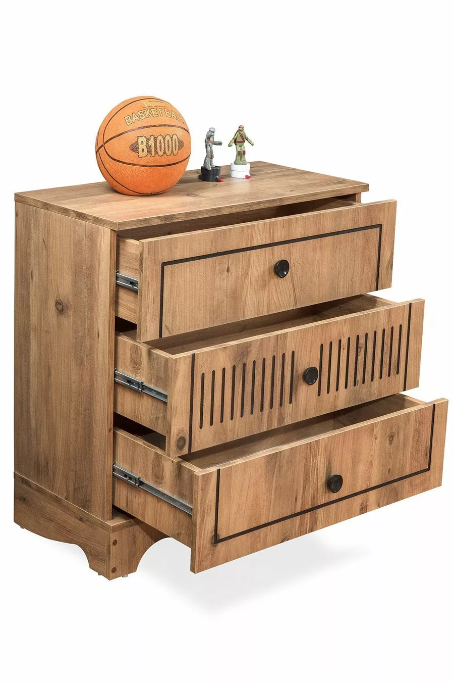 Chambre d'adolescent Papatya - Armoire 3 portes, Lit coffre, Commode - 