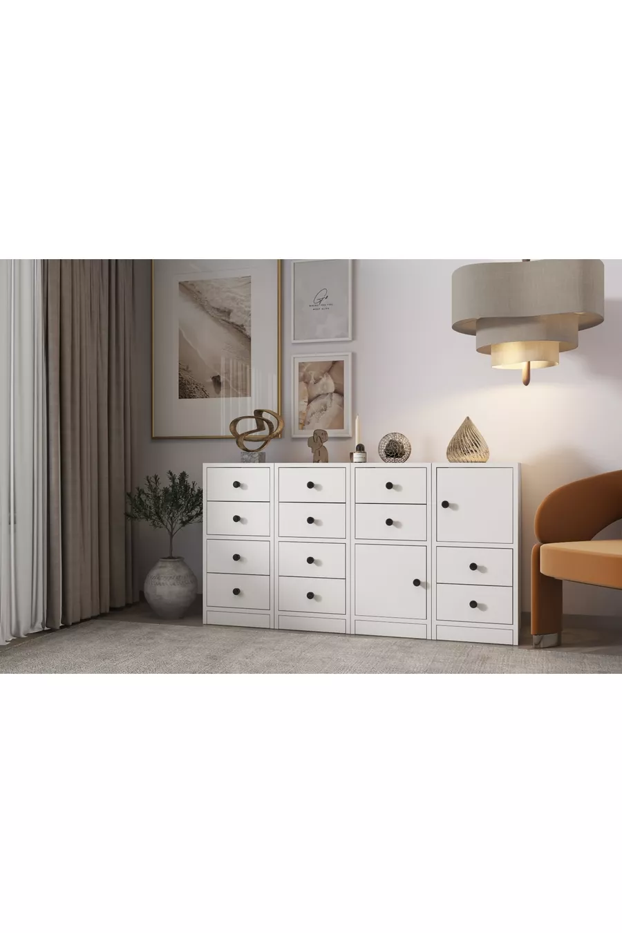 Commode avec tiroirs et armoire blanche Cm -Ç