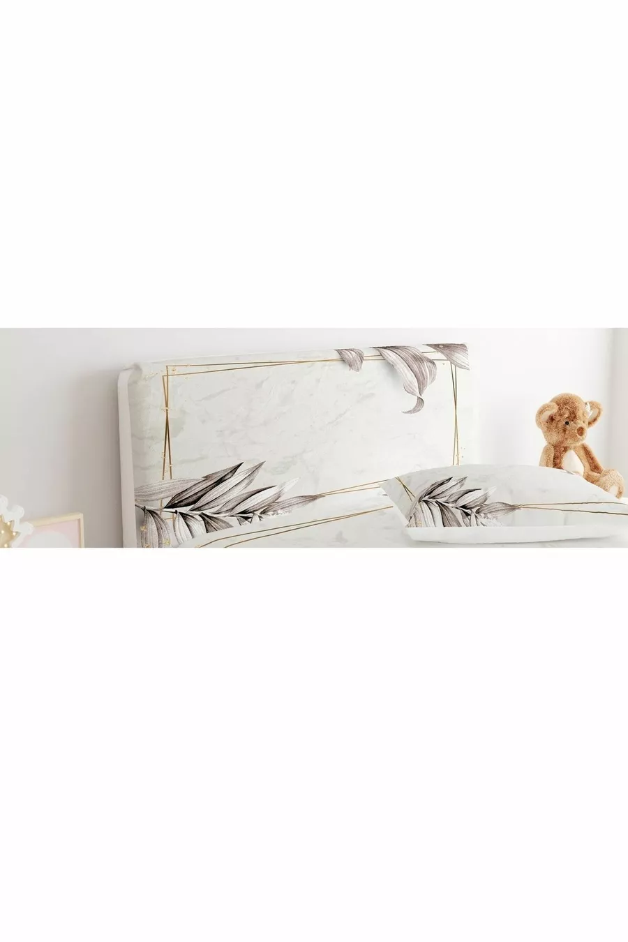 Housse de tête de lit avec feuilles à motifs intégrés