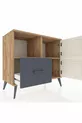 Commode Hyperion avec 2 étagères, 1 tiroir et 2 portes, en pin et gris anthracite