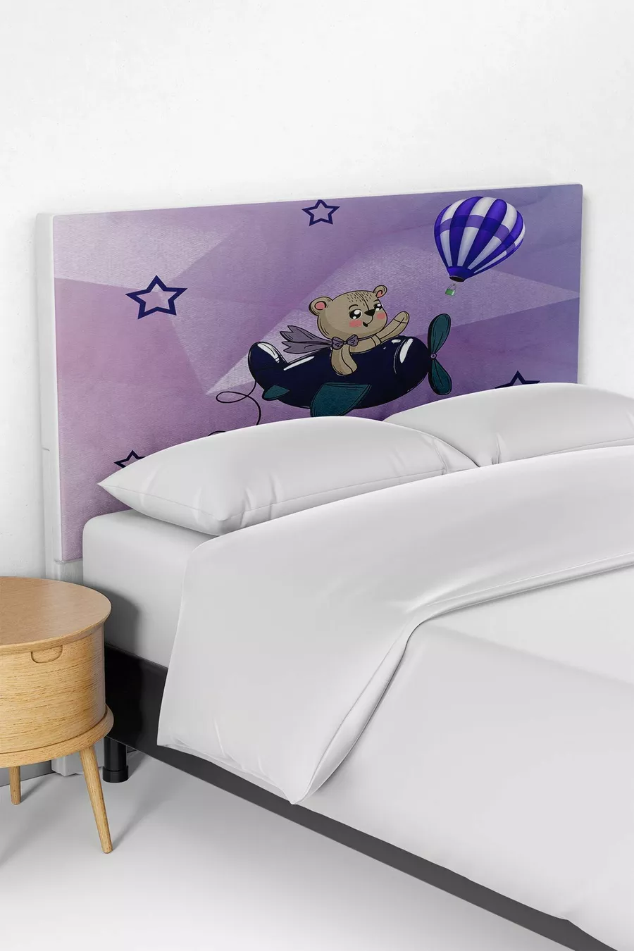 Housse de tête de lit pour chambre d'enfant avec motif d'ours volant