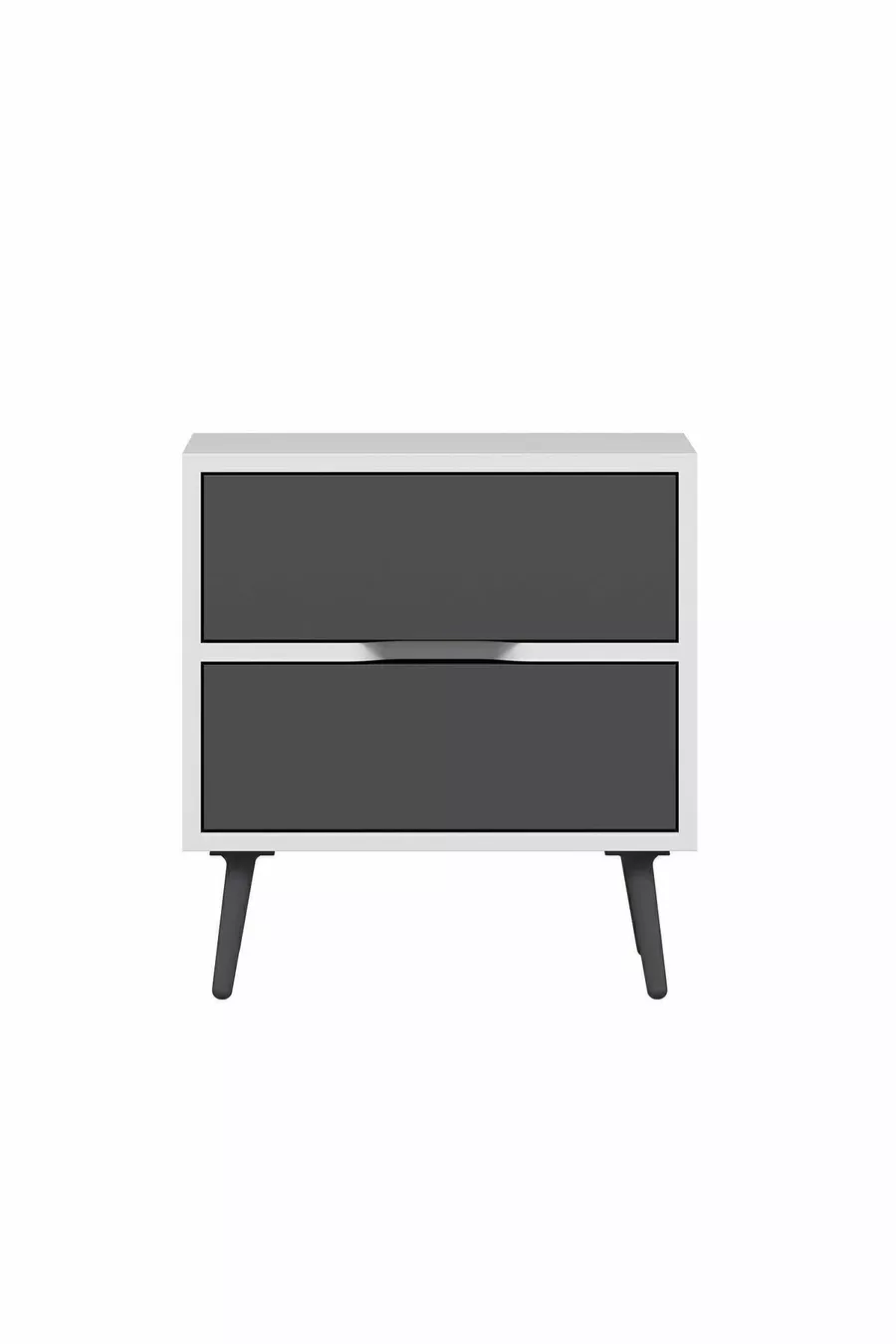 Elina Table de chevet à 2 tiroirs - Blanc/Anthracite