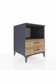 Table de chevet Kronos avec une étagère et 2 tiroirs Anthracite-Bois de pin