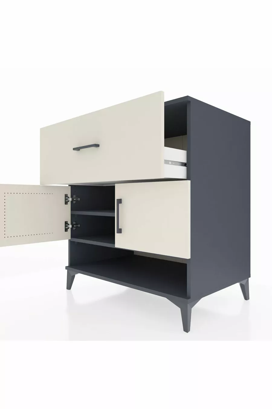 Kronos Dresser with 2 Shelves, 1 Drawer, 2 Doors, Anthracite-Ash