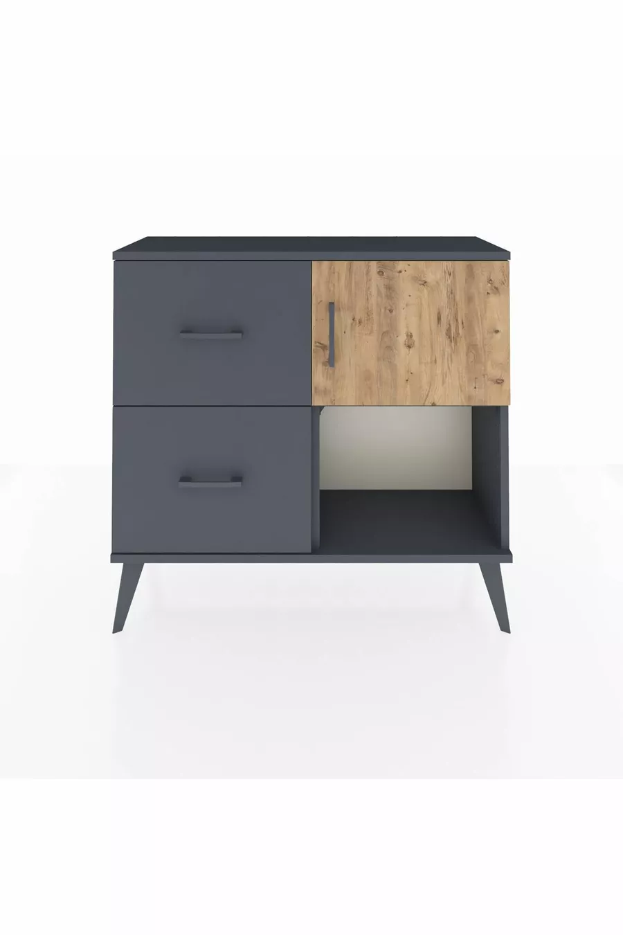 Arges Dressoir Enkel Rek 2 Laden Enkele Deur Antraciet-Ker/Spar-Antraciet