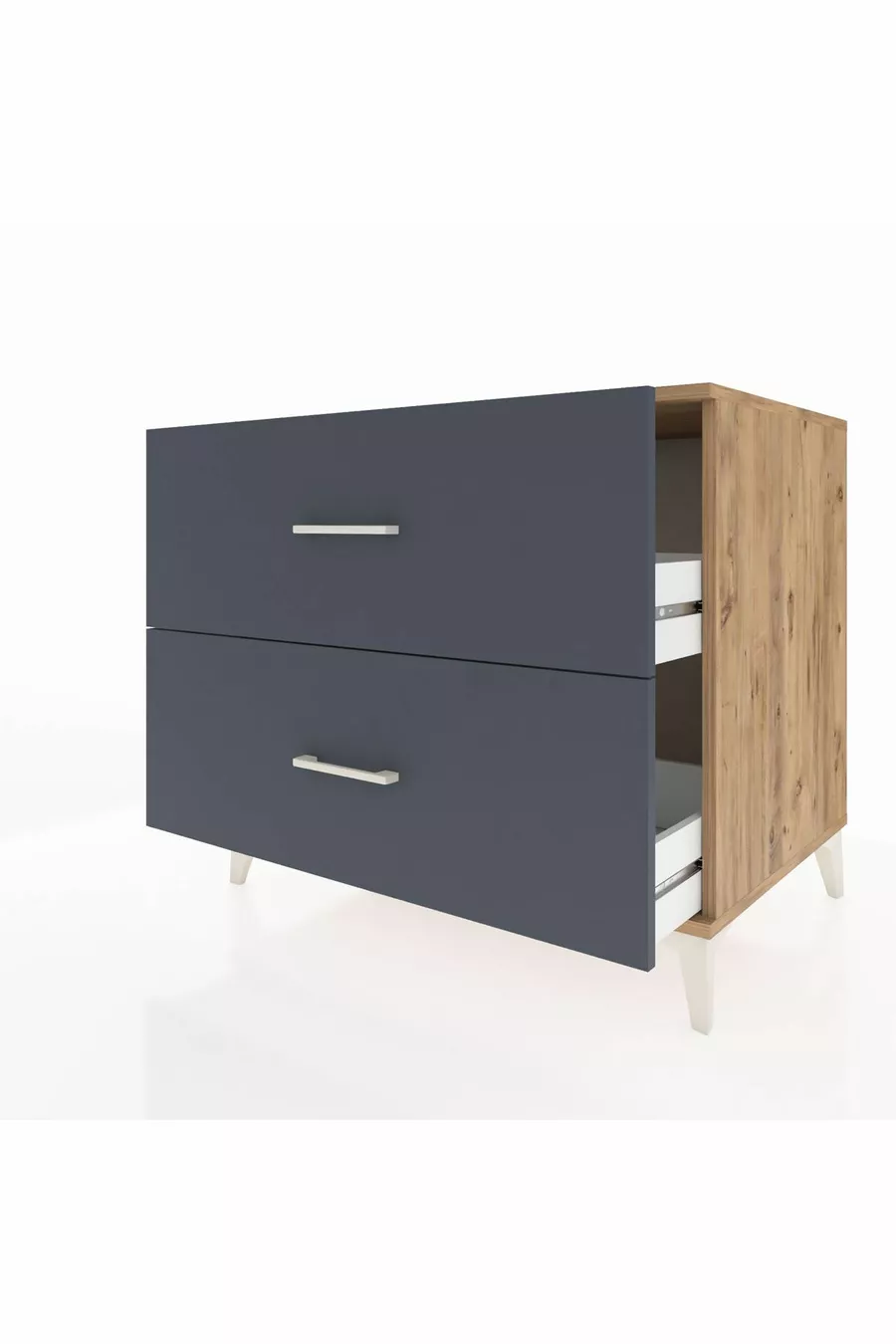 Commode Kronos à 2 tiroirs Pin-Anthracite