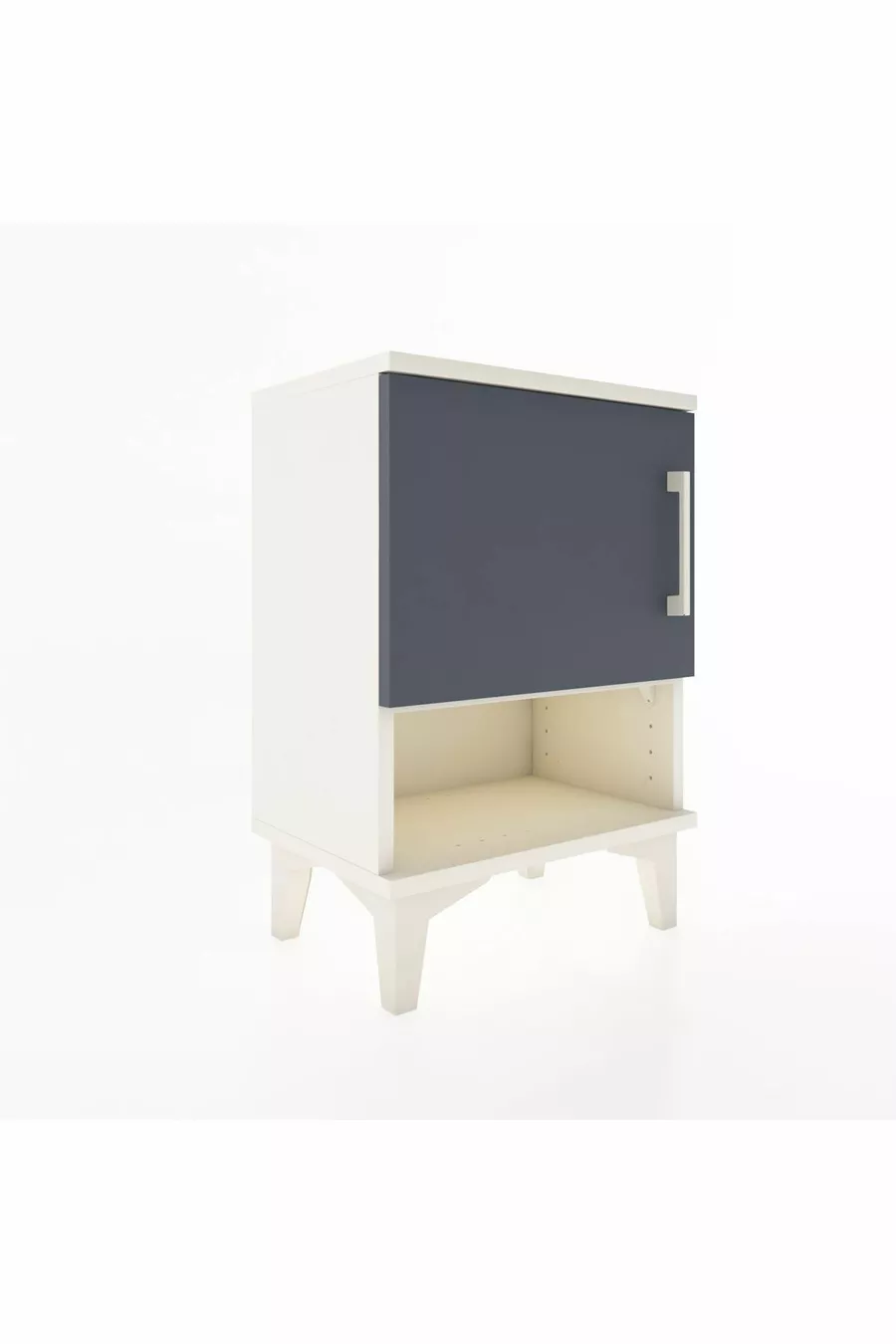 Table de chevet Arges à 2 étagères avec 1 porte, Pierre de lune - Anthracite