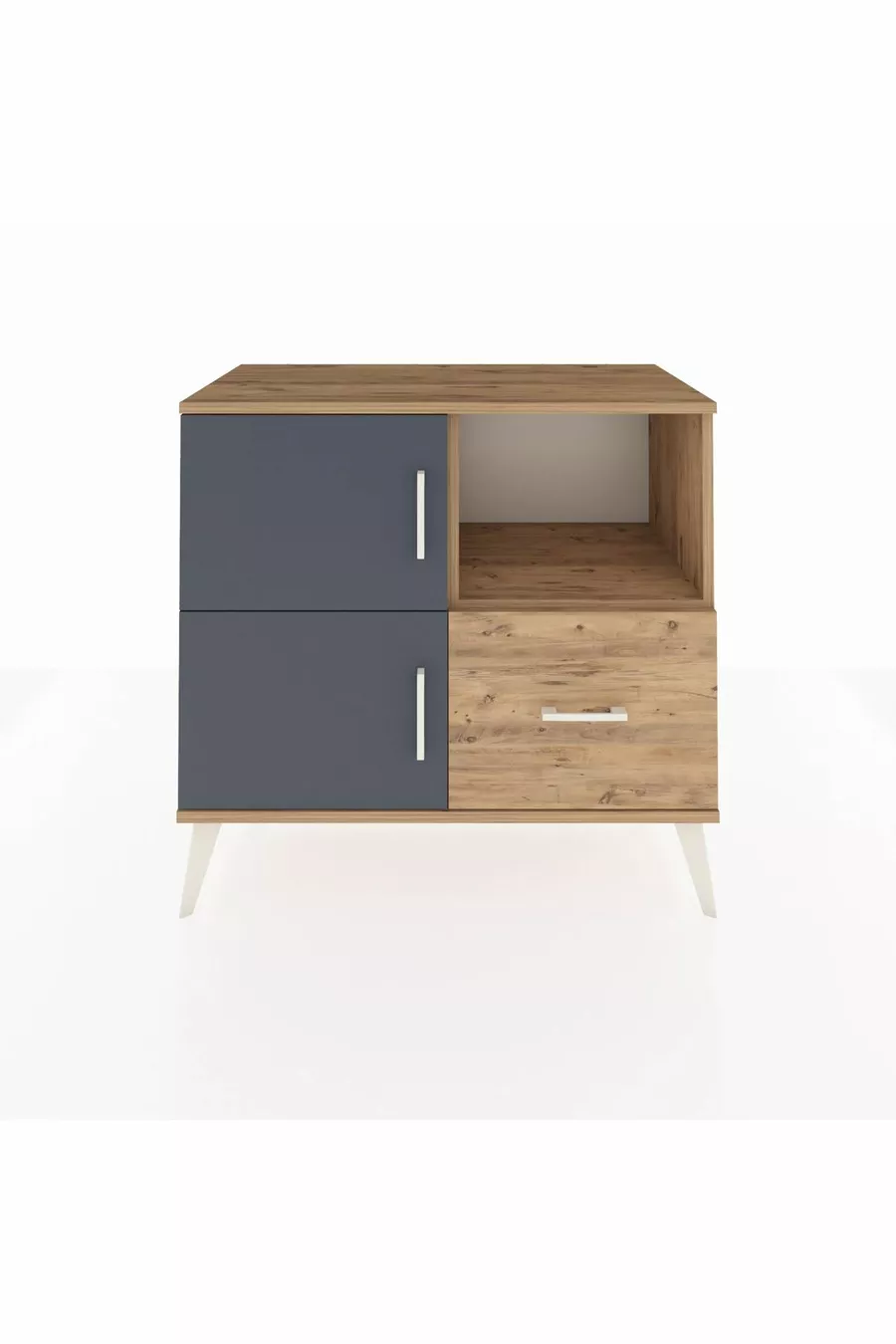 Hyperion Dresser with 2 Shelves, 1 Drawer, and 2 Doors, Pine-Anthracite/Pine