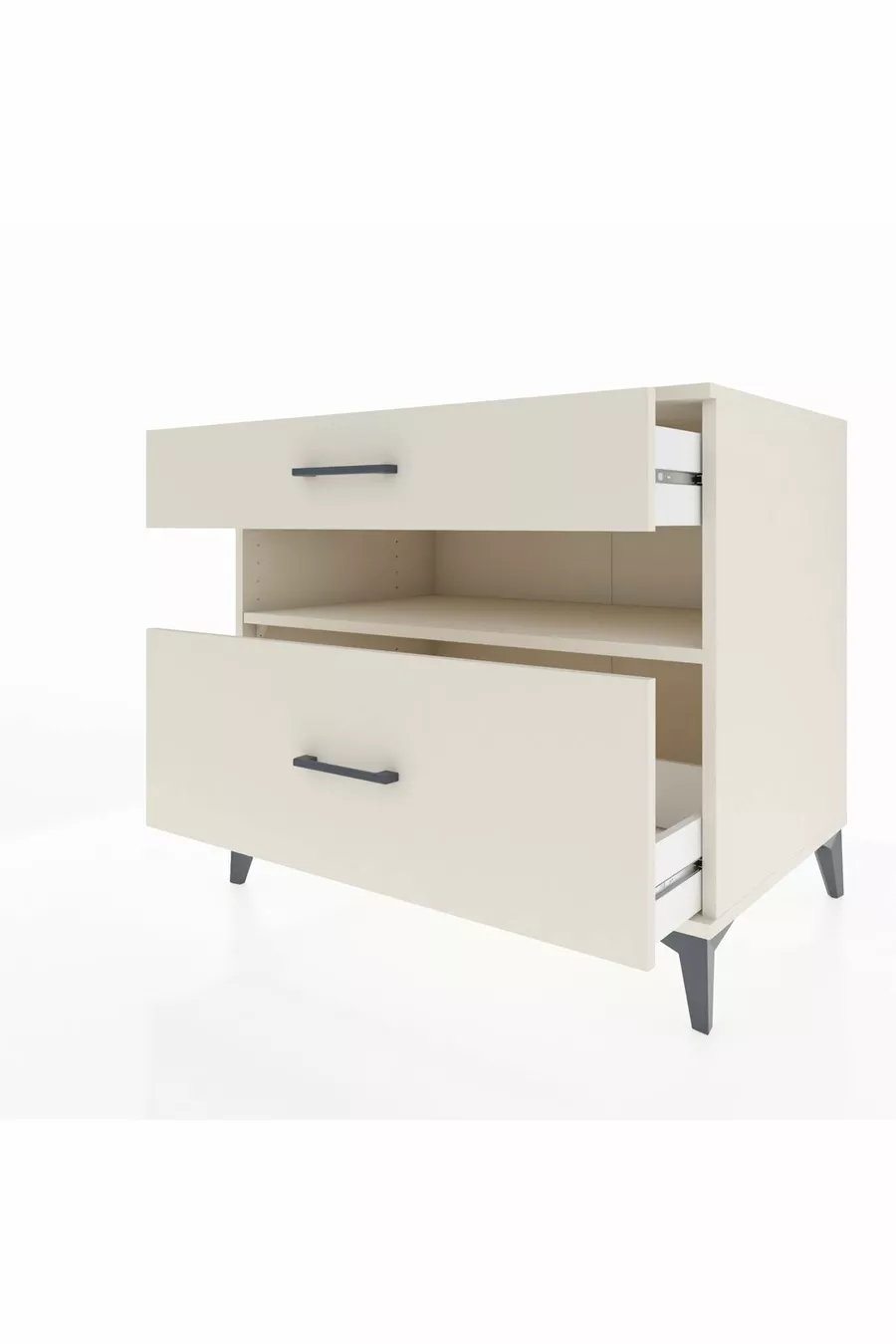 Commode Kronos à une étagère et 2 tiroirs Pierre de lune-Pierre de lune