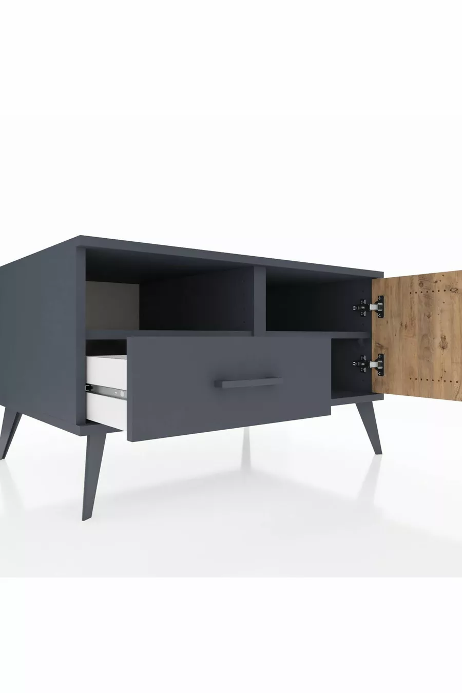 Kronos Dressoir met 2 planken, 1 lade en 1 deur, antraciet-den/antraciet