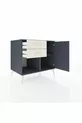 Commode Kronos à une étagère, 2 tiroirs et une porte, Anthracite-Anthracite/Gris pierre