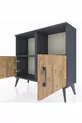 Commode Arges 2 étagères 2 portes Anthracite-Pin/Anthracite