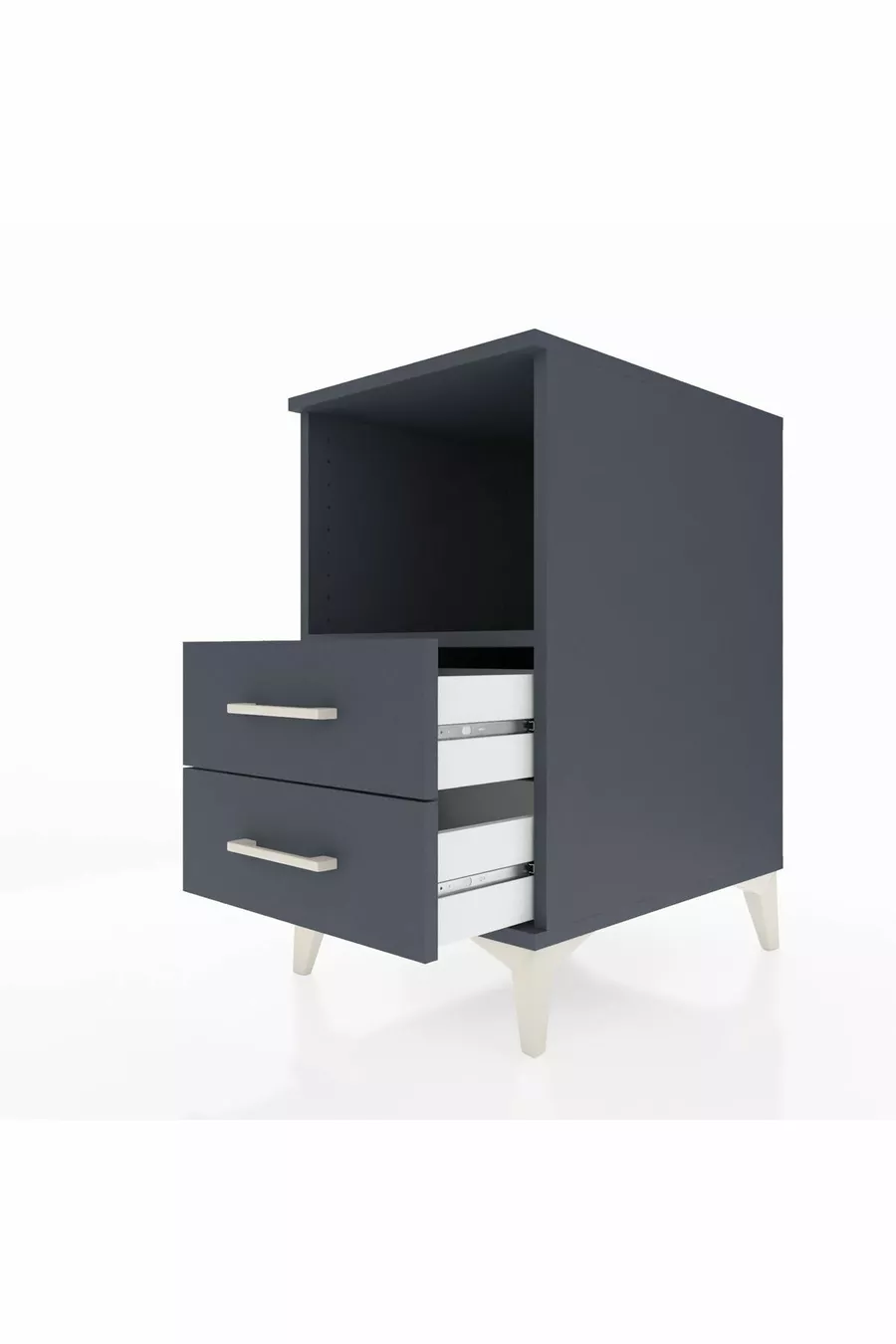 Comodino Kronos con una mensola e 2 cassetti Antracite-Antracite