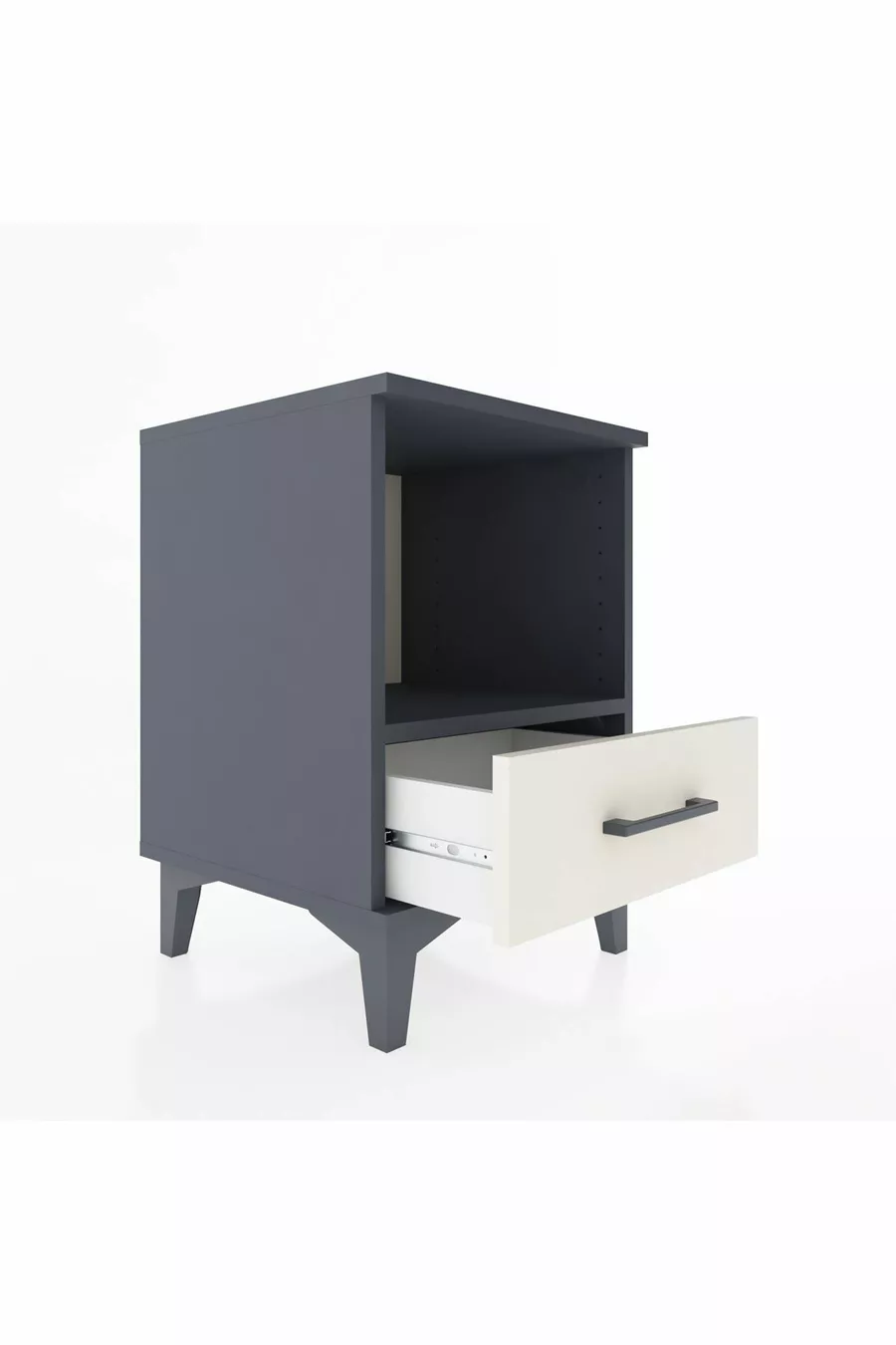 Table de chevet Hyperion avec une étagère et un tiroir, anthracite-ardoise