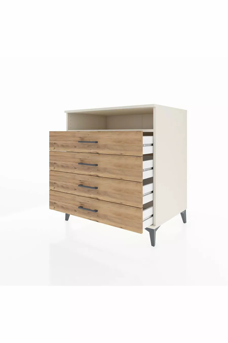 Kronos Dresser Single Shelf 4 Drawers Moonstone-Pine