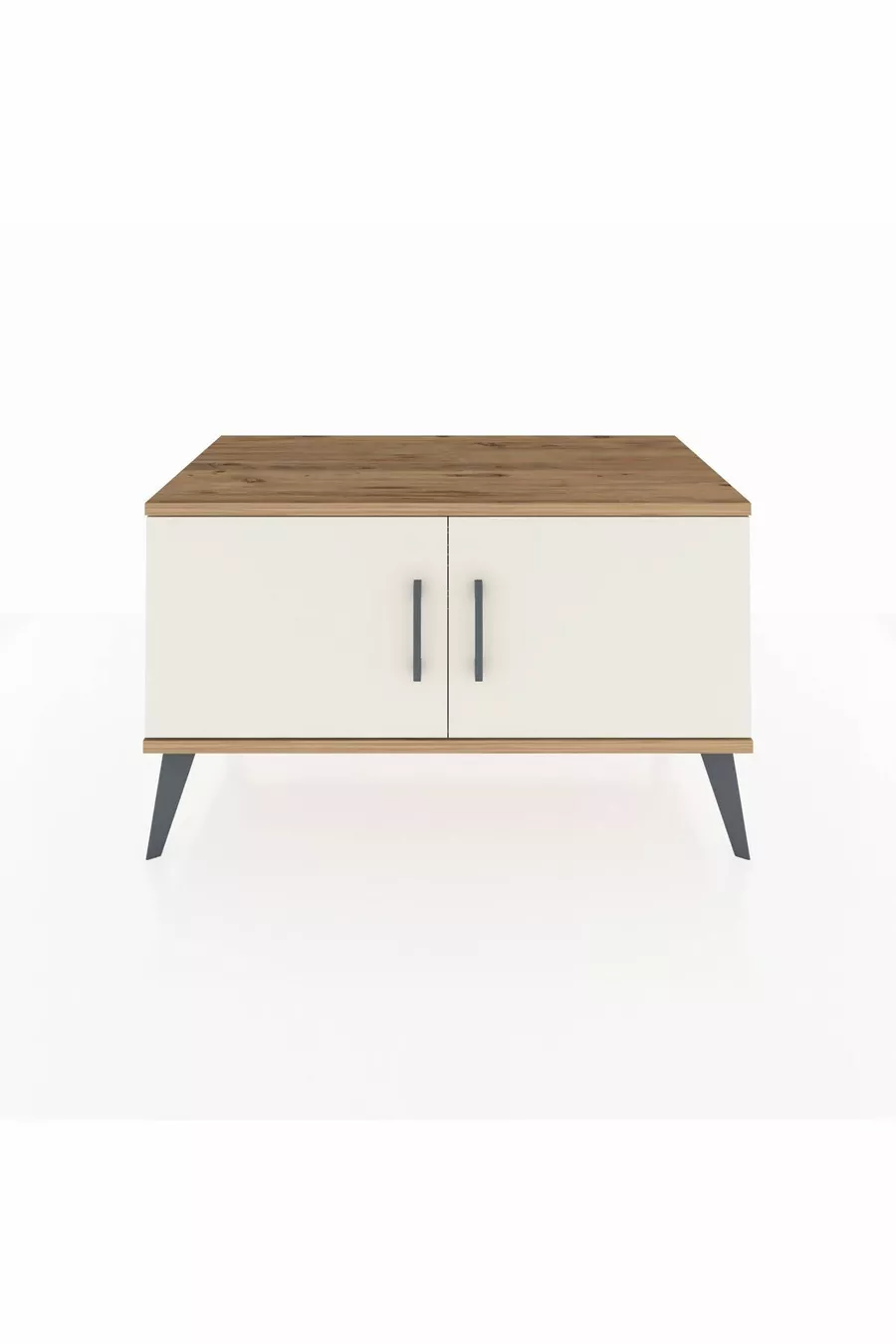 Commode Hyperion 2 étagères 2 portes Pin-Sable/Anthracite