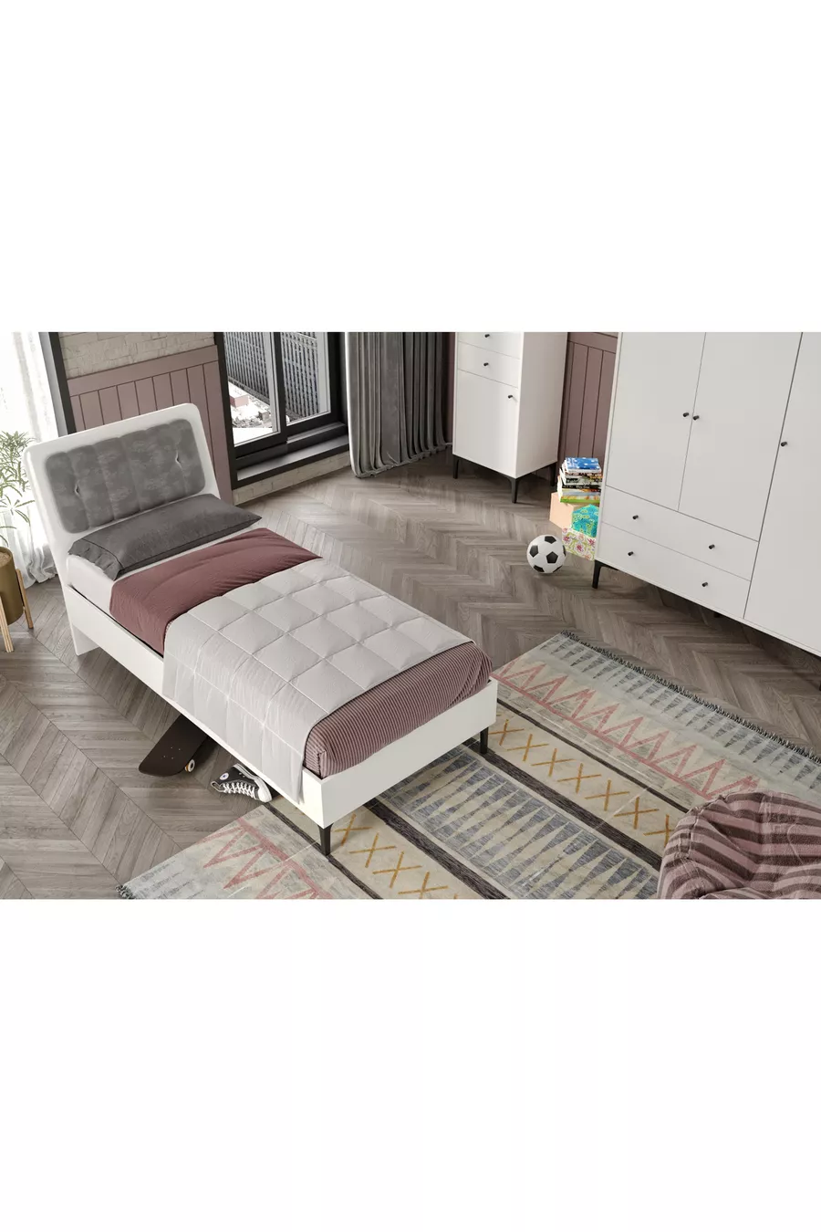 CHAMBRE JEUNE FOCUS LIFE BLANCHE (%MDF)