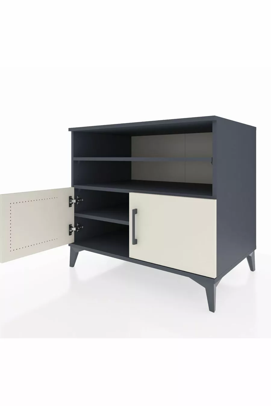 Commode Kronos 3 étagères 2 portes Anthracite-Pierre de lune