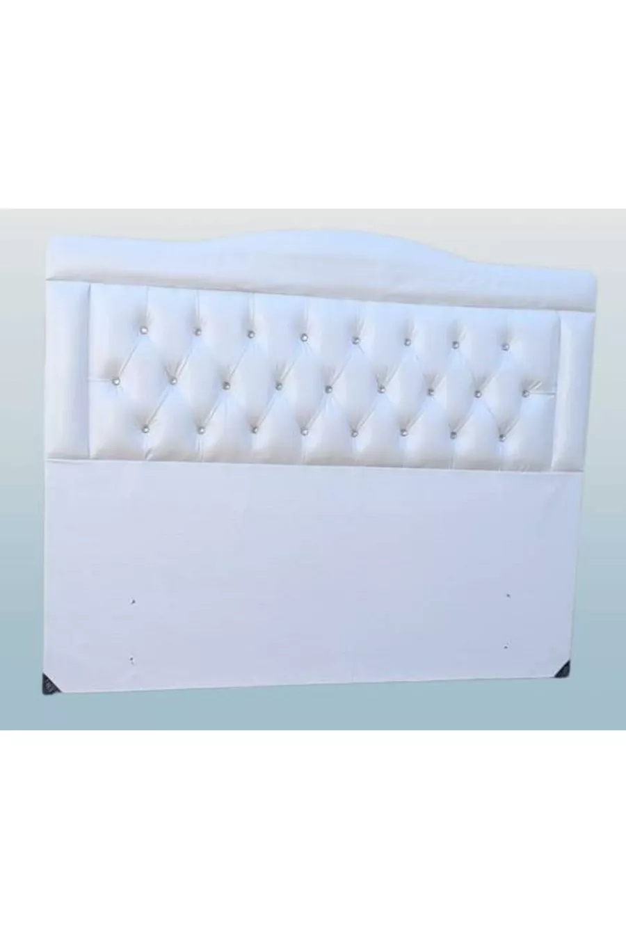 Titre Lit Double Modèle Cuir Synthétique Tissu Blanc Matelassé Rembourré Fait Main