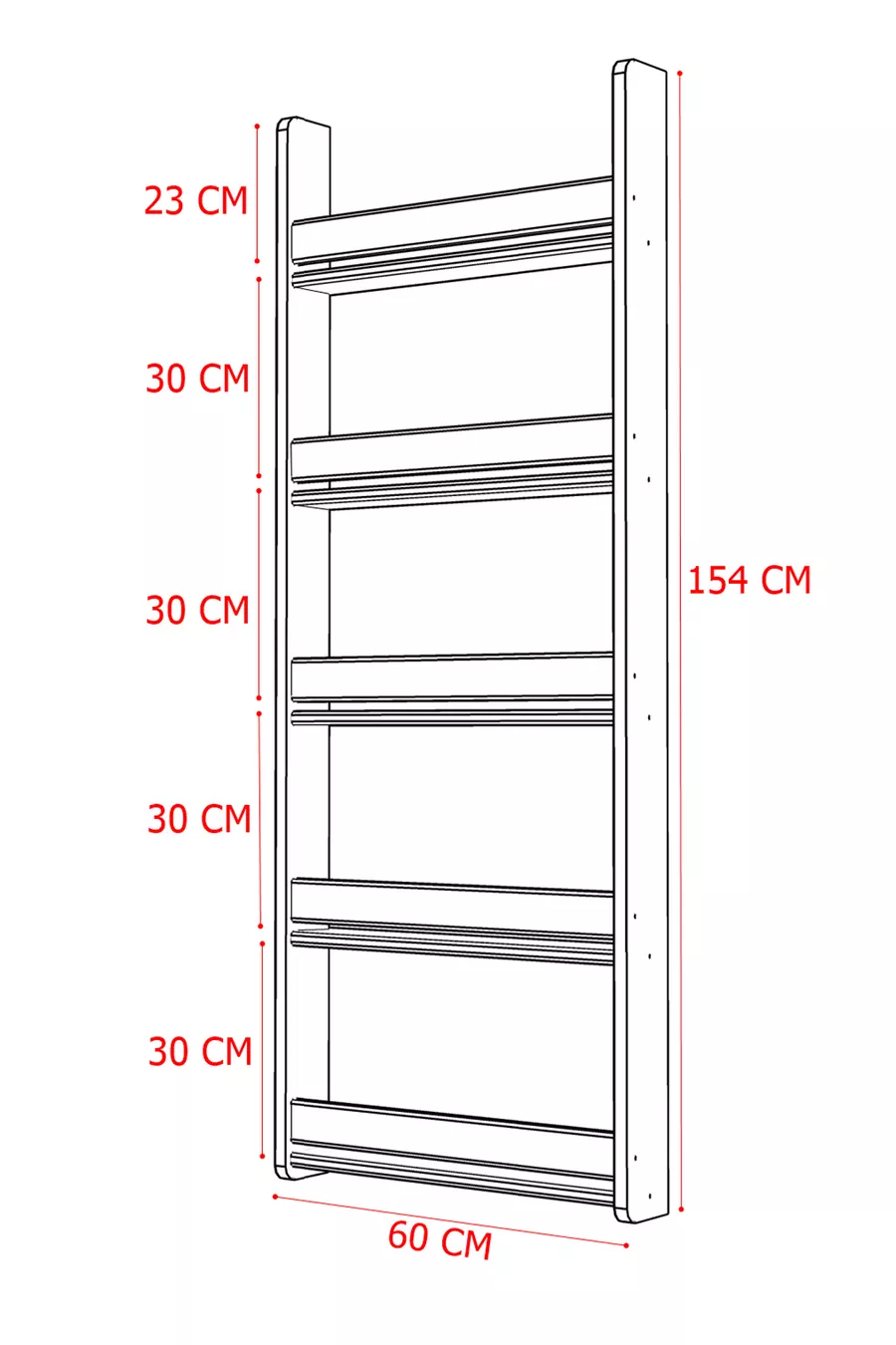 Bibliothèque pour enfants Montessori 5 étagères en MDF * Cm Blanc