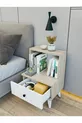 Table de chevet blanc brillant Cordoba avec tiroir et étagère pour chambre à coucher