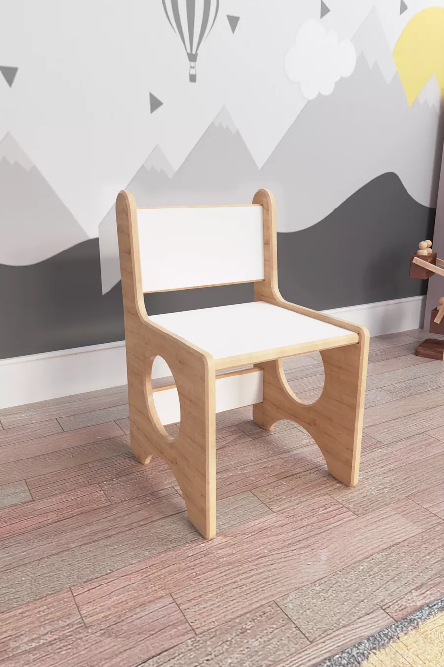 Table de jeu, d'activités et de travail Montessori pour enfants avec 2 chaises