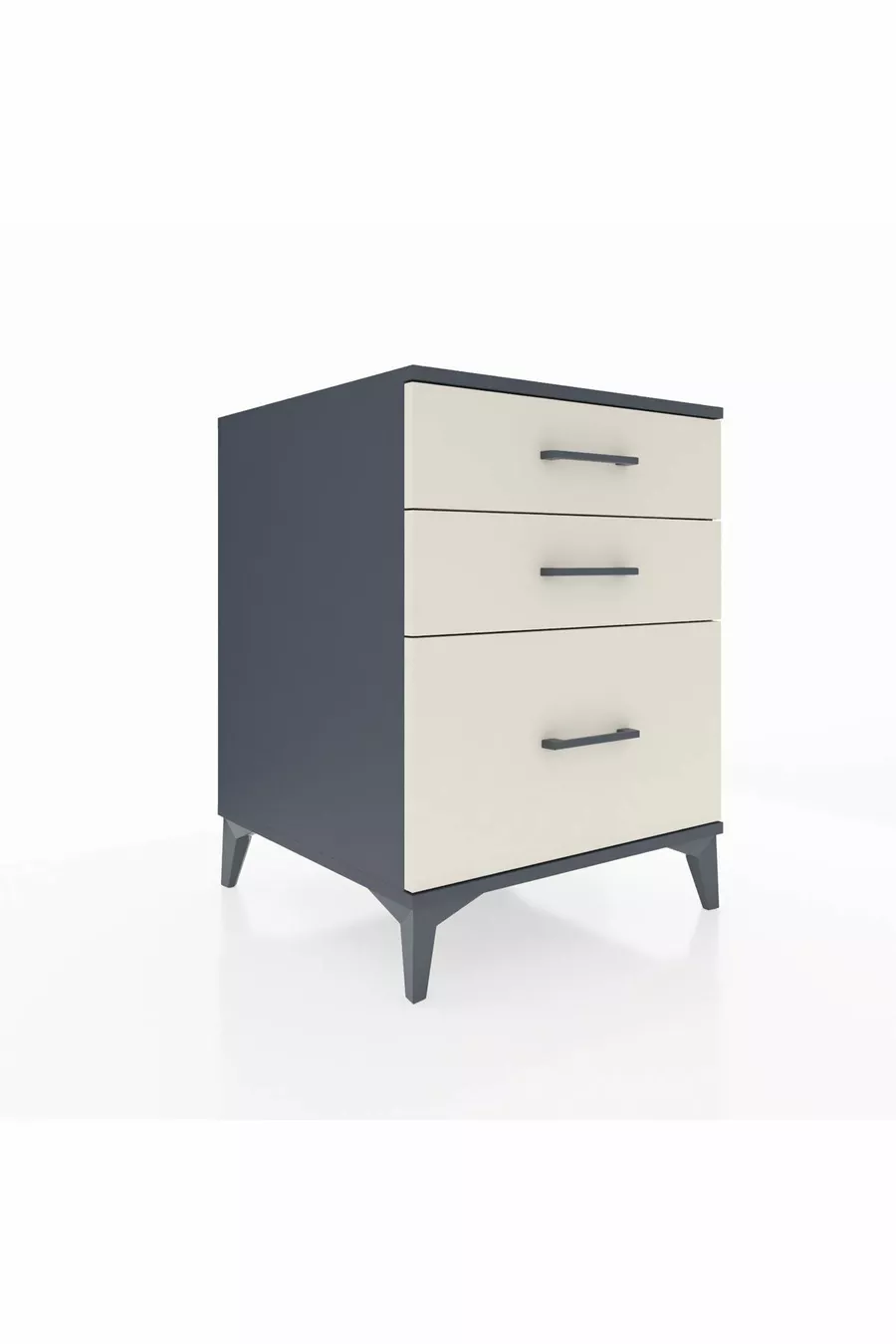 Table de chevet Kronos à 3 tiroirs Anthracite-Pierre de lune