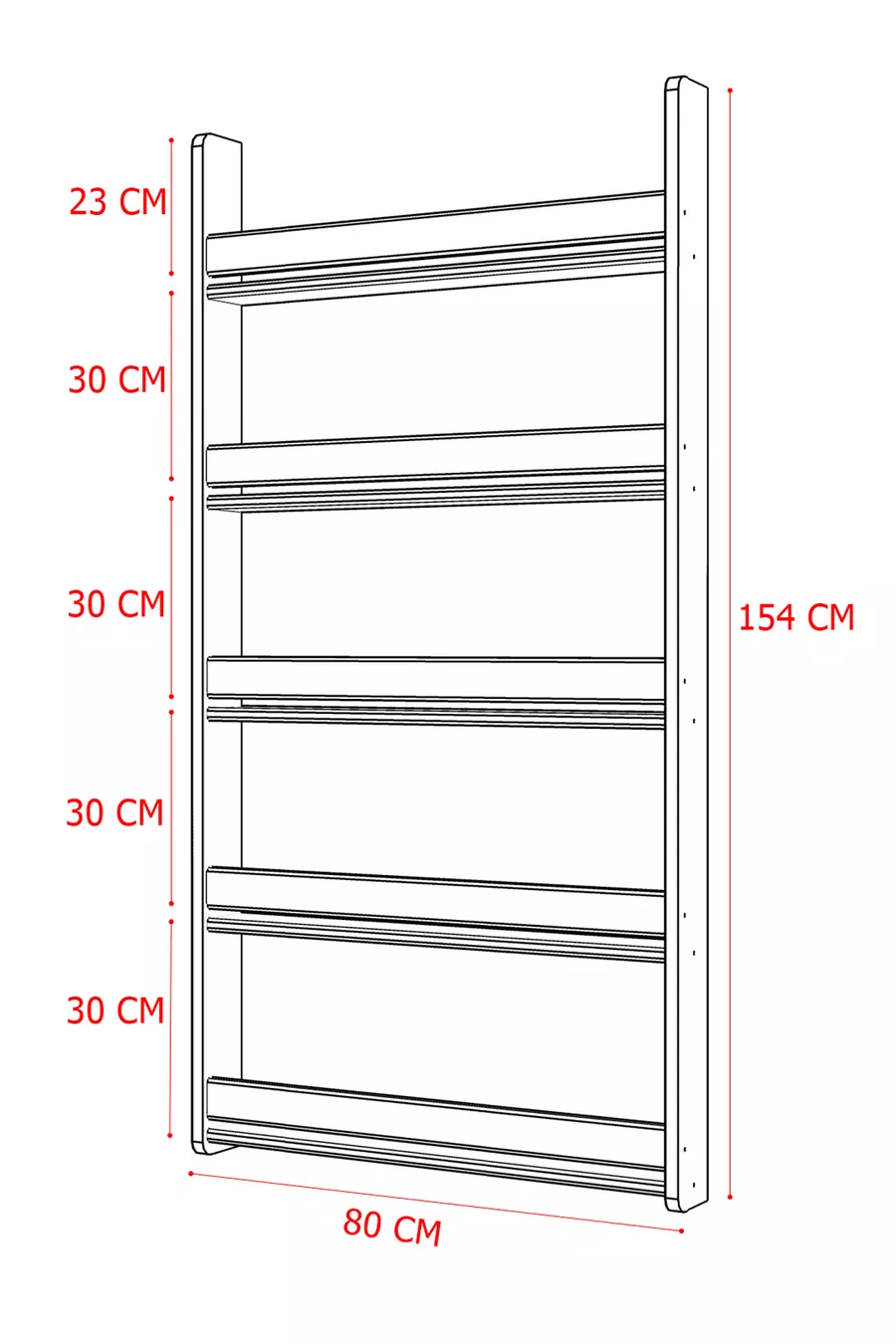 Bibliothèque pour enfants Montessori 5 étagères en MDF * Cm Blanc