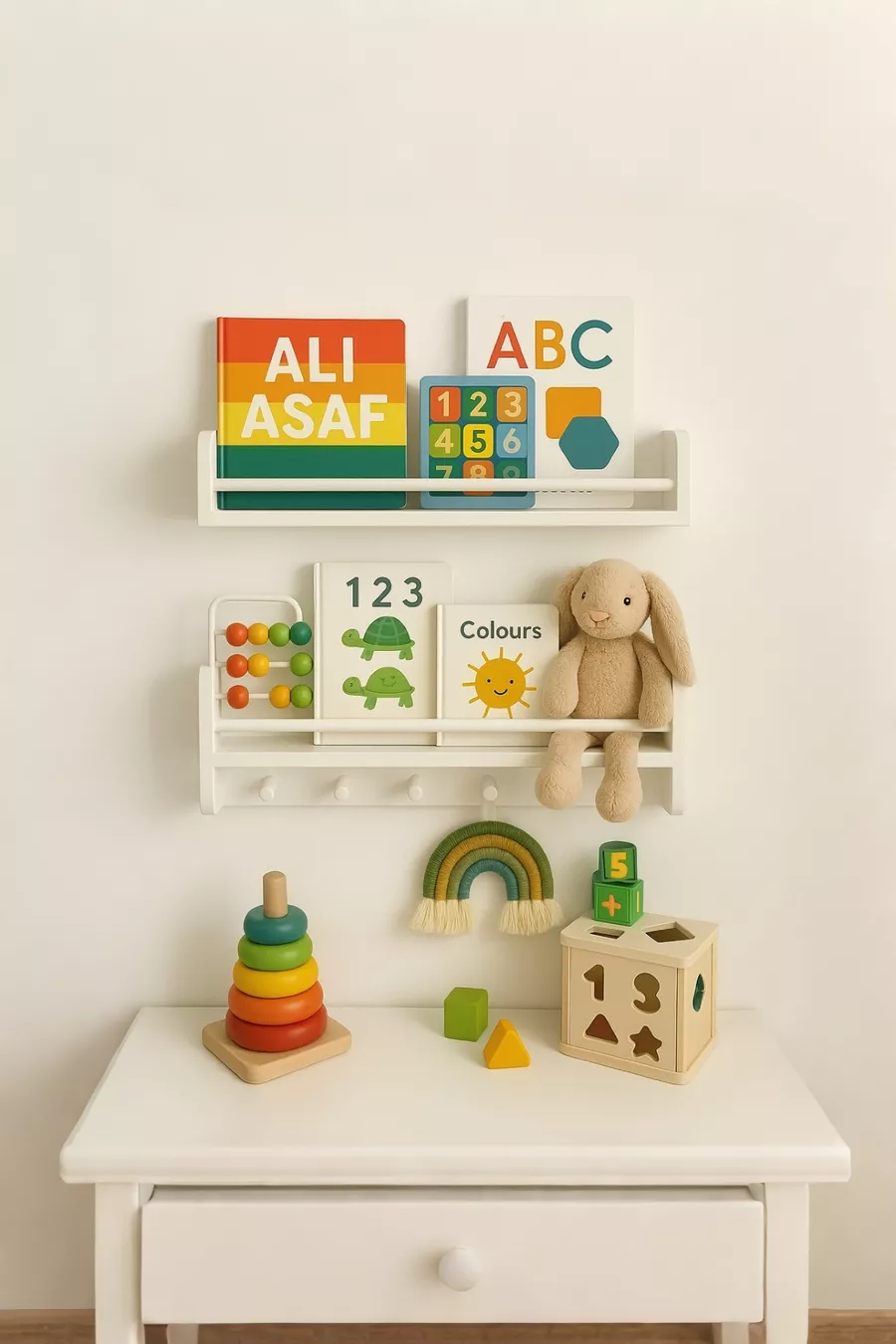 Scaffale e libreria Montessori 2 pezzi in MDF bianco