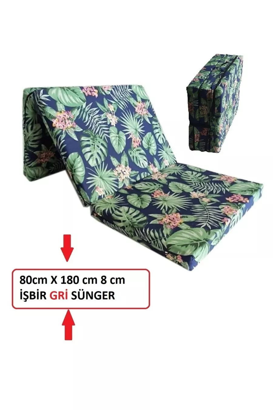 Lit pliant simple avec matelas en mousse cm Gris Mousse épaisse Bleu Vert