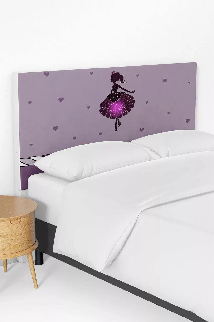 Housse de tête de lit pour lit avec coffre de chambre d'enfant motif princesse lilas