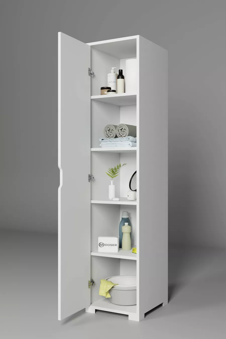 Duru Armoire simple porte pour salle de bain et vêtements, blanc mat,  cm, 5 étagères - Garde-robe