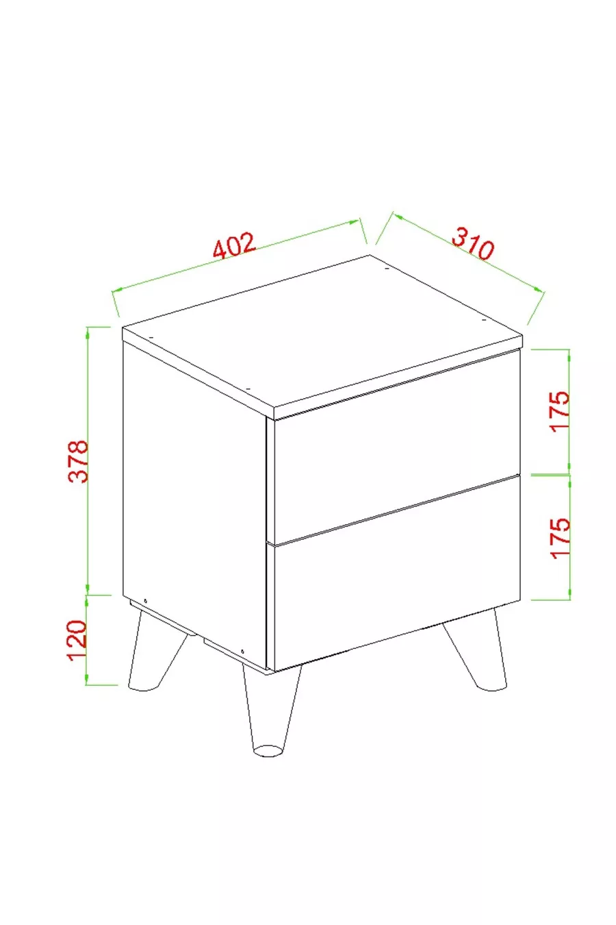 Table de chevet blanche Artemis 2 tiroirs