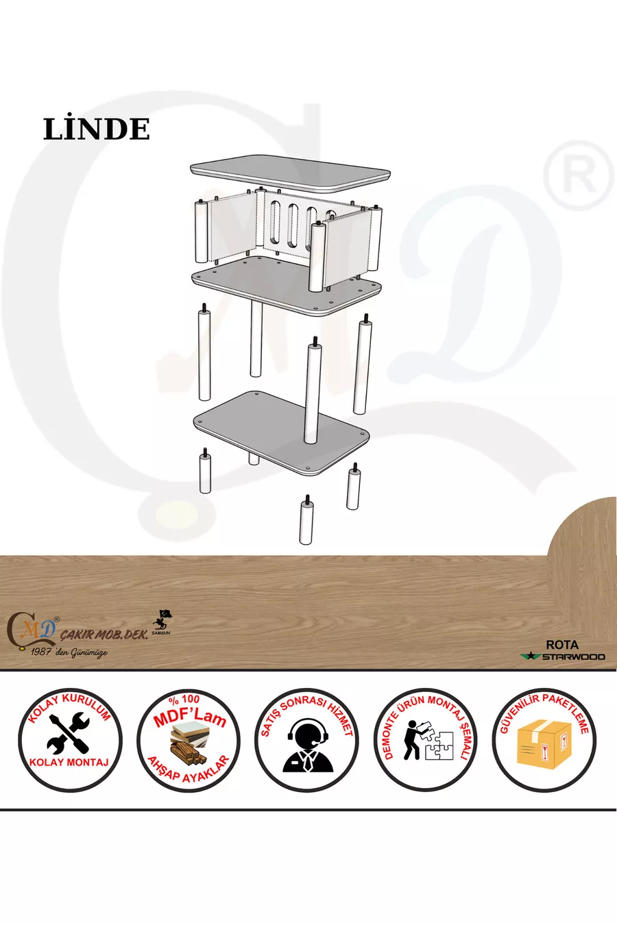 Comodino Linde Minimalista in MDF laccato e gambe in legno; Camera da letto - Soggiorno - Ufficio