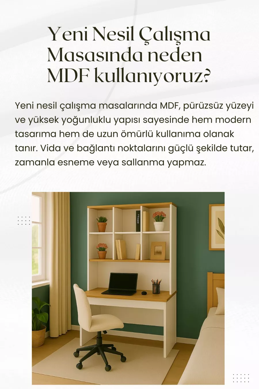 Arion Yeni Nesil Genç Odası Çalışma Masası | % MDF | Ergonomik| Kitaplıklı ve Kapaklı Model