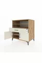 Commode Kronos 3 étagères 1 tiroir 2 portes Pin-Gris