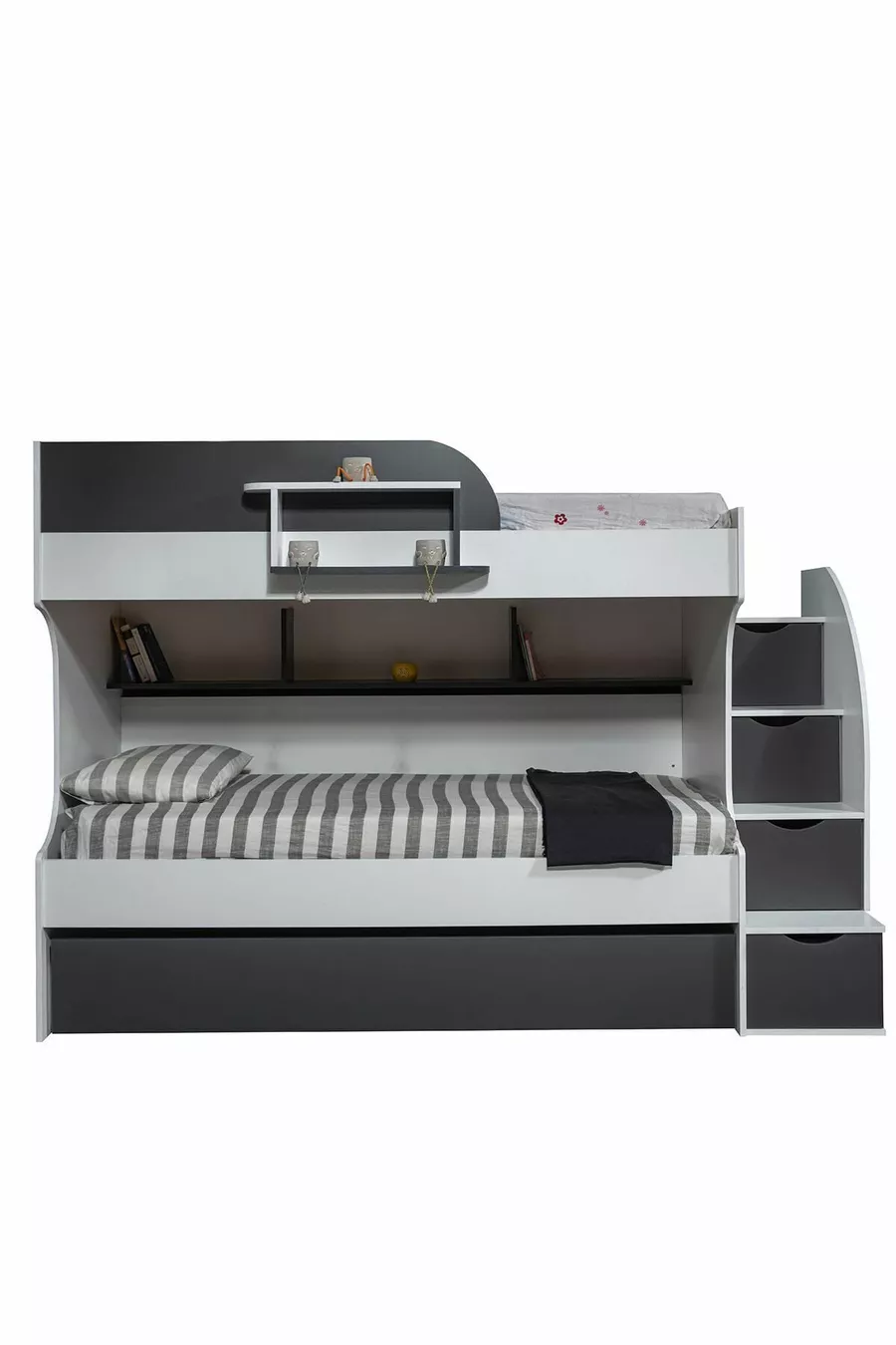 Lits superposés, Lit superposé Aura avec tiroirs - 2 matelas confort