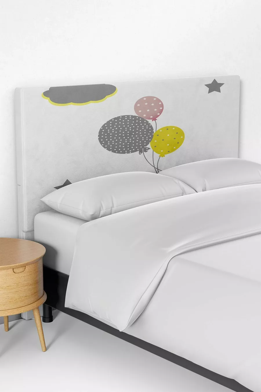 Ballon- en Wolkenpatroon Kinderkamer Bedbasis Hoofdbordhoes