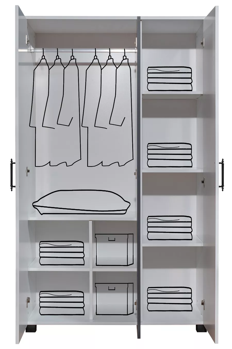 Bunk Bed, Aura Bunk Bed Bed Frame Desk 3-Door Wardrobe + 2 Comfort Mattresses