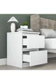 Table de chevet Rani pour chambre à coucher avec 2 tiroirs, blanche