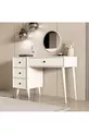 TOELETT ROSE CON SPECCHIO (CON GAMBE IN LEGNO) CON STRUTTURA IN MDF E 4 CASSETTI, COLORE BIANCO