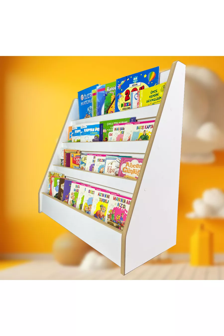 Bibliothèque Melis à 4 étagères - Bibliothèque Montessori - Étagère pour chambre d'enfant - Bibliothèque au sol