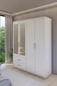 Gm  Diva Armoire Blanche à 4 Portes et 2 Tiroirs avec Miroir