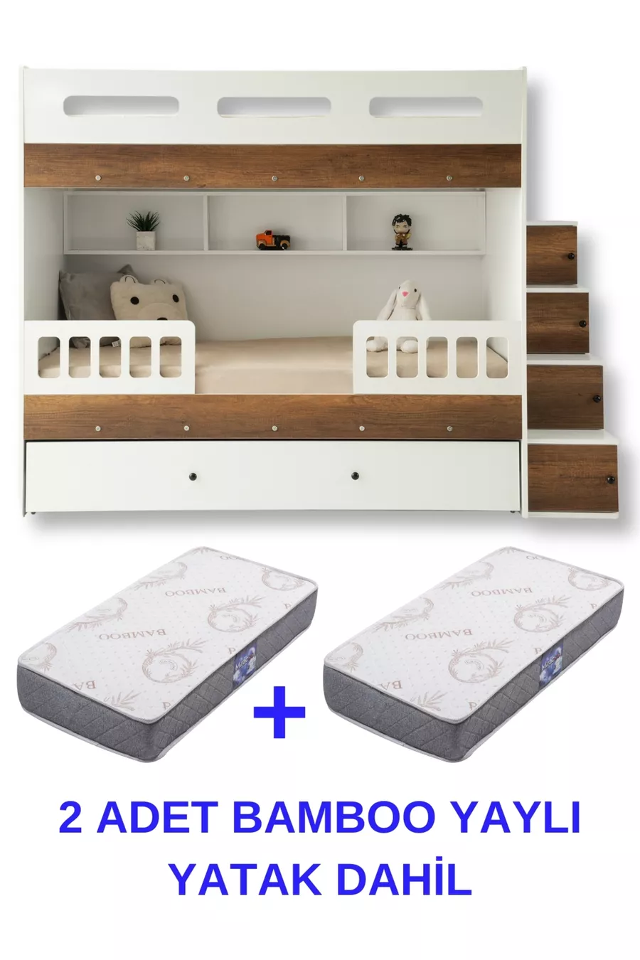 Lit superposé Berlin / 2 pièces avec matelas à ressorts en bambou inclus