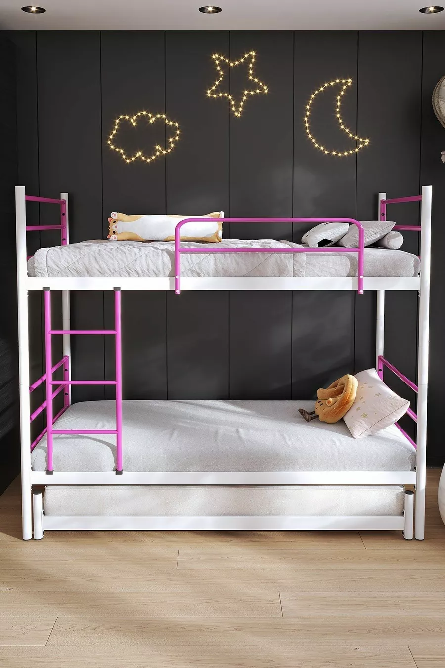 Lit superposé Trend Yavrulu compatible avec lit 3 personnes, métal rose foncé