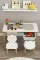 Kinderbureau Speel- en Activiteitentafel Zomer-Winter Dubbele Tafel met Stoelen