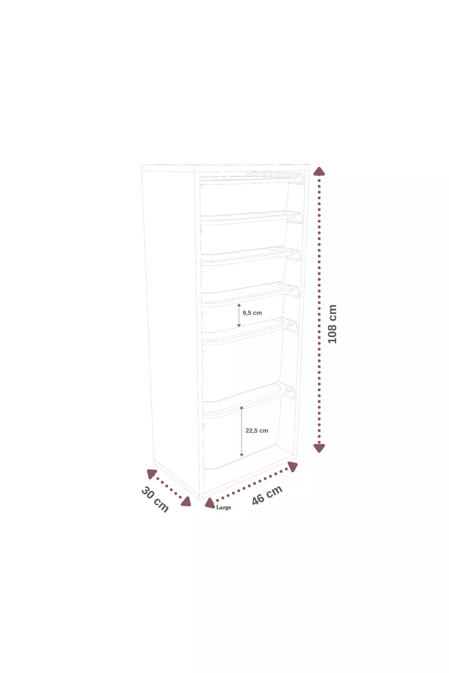 % MDF - Grote Mono 4 Speelgoedkast met Grote Mand